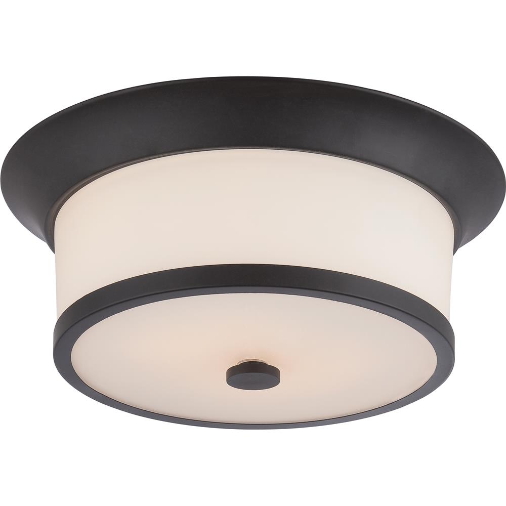 Nuvo Lighting 60/5560  Mobili - 2 Light Flush Fixture with Satin White Glass in Aged Bronze Finish